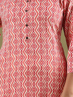 Indo Era Geometric Printed Mirror Work Straight Kurta - Distacart