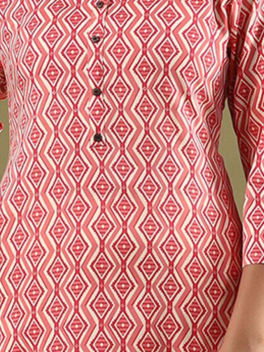 Indo Era Geometric Printed Mirror Work Straight Kurta - Distacart