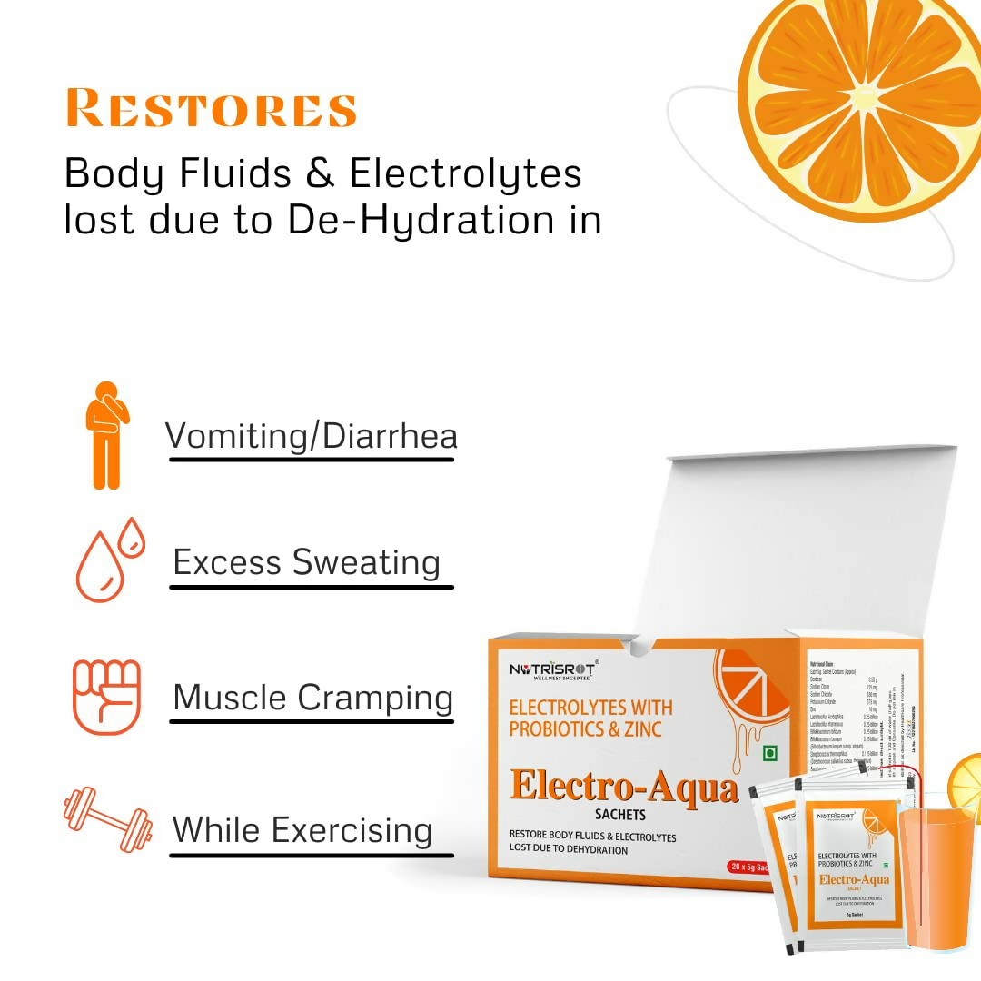 Nutrisrot Electro-Aqua Instant Hydration & Energy Drink Sachets Orange Flavour - Distacart