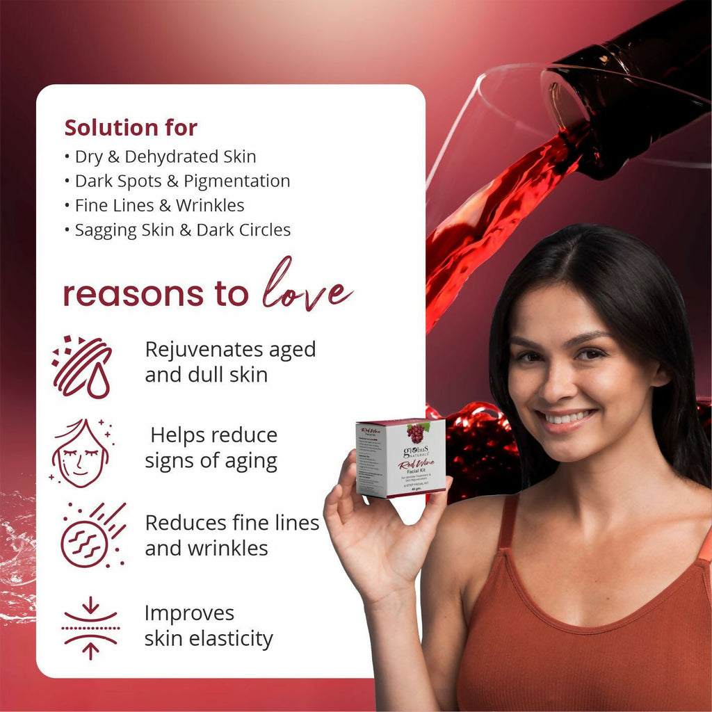 Globus Naturals Anti-Ageing Red Wine 6 Step Facial Kit - Distacart
