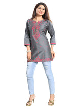 Snehal Creations Elegant Gray Short and Straight Raw Silk Tunic
