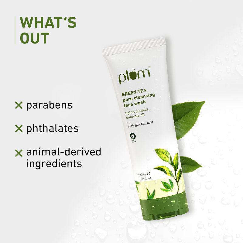Plum Green Tea Pore Cleansing Face Wash With Glycolic Acid - Fights Acne & Oil For Clear Skin - Distacart