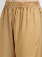 TAG 7 Women Beige Solid Flared Palazzo