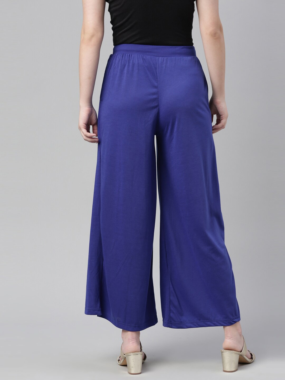 Souchii Navy Blue Knitted Ethnic Palazzos - Distacart