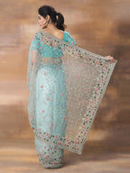 kasee Floral Embroidered Net Saree - Distacart