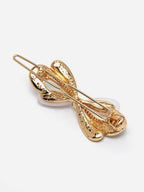 Panash Women Gold-Toned & White Embellished Bumpit Hair Pin - Distacart