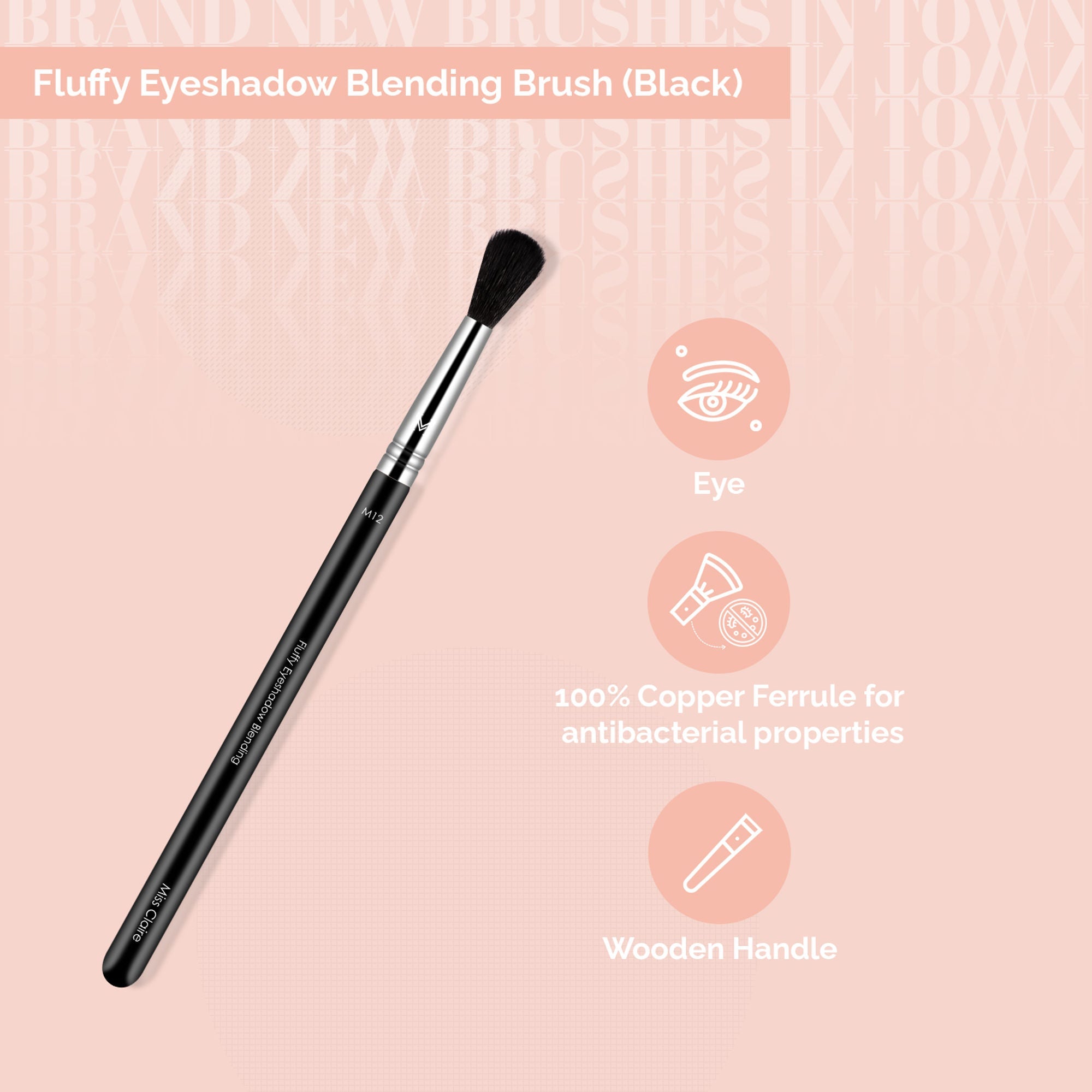 Miss Claire M12 - Fluffy Eyeshadow Blending Brush (Black) - Chrome