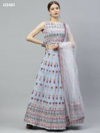 Sky Blue Georgette Heavy Embroidery mirror Work Lehenga Choli with Dupatta - Jivika