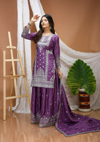 Teeya Creation Lavender Color Natural Crepe Silk Wedding Wear Trending Salwar Suit - Distacart