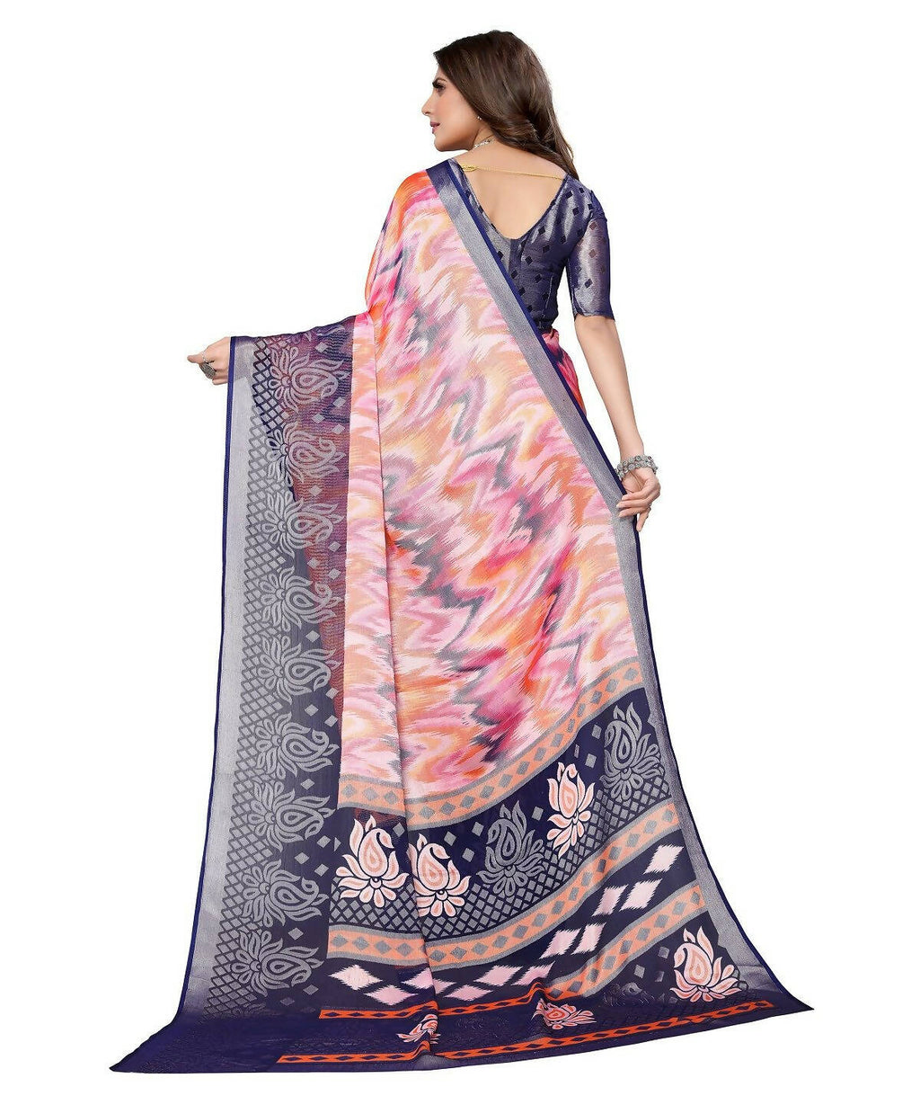 Vamika Navy Blue Chiffon Brasso Bollywood Style Woven Saree (KARUNA NAVY) - Distacart