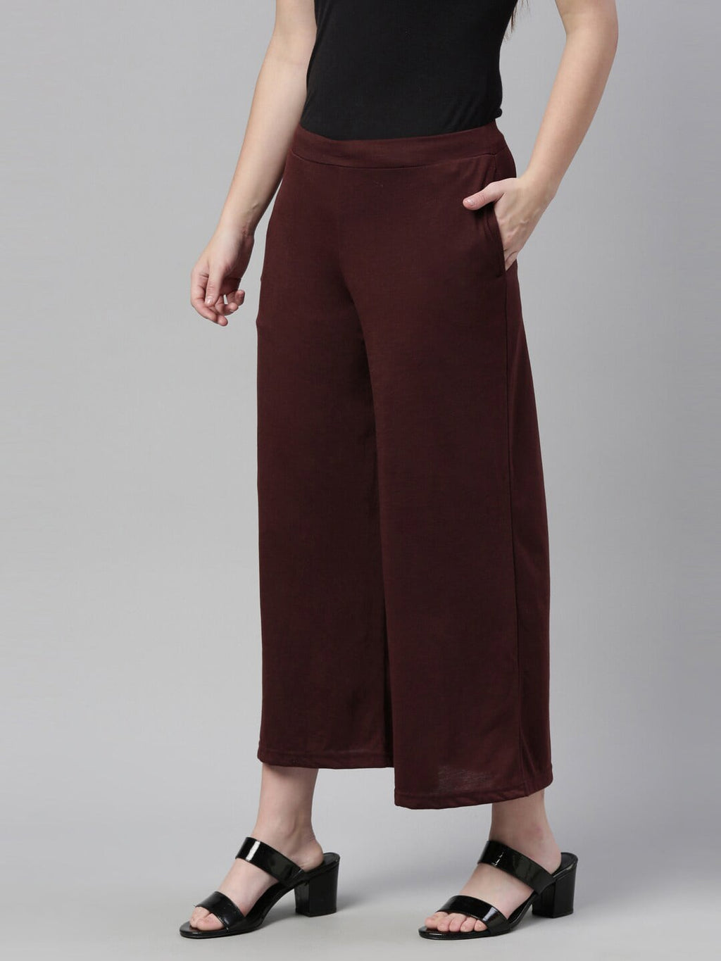 Souchii Brown Knitted Ethnic Palazzos - Distacart
