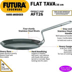 Hawkins Futura Hard Anodised Flat Tava 26 cm Diameter (AFT26)