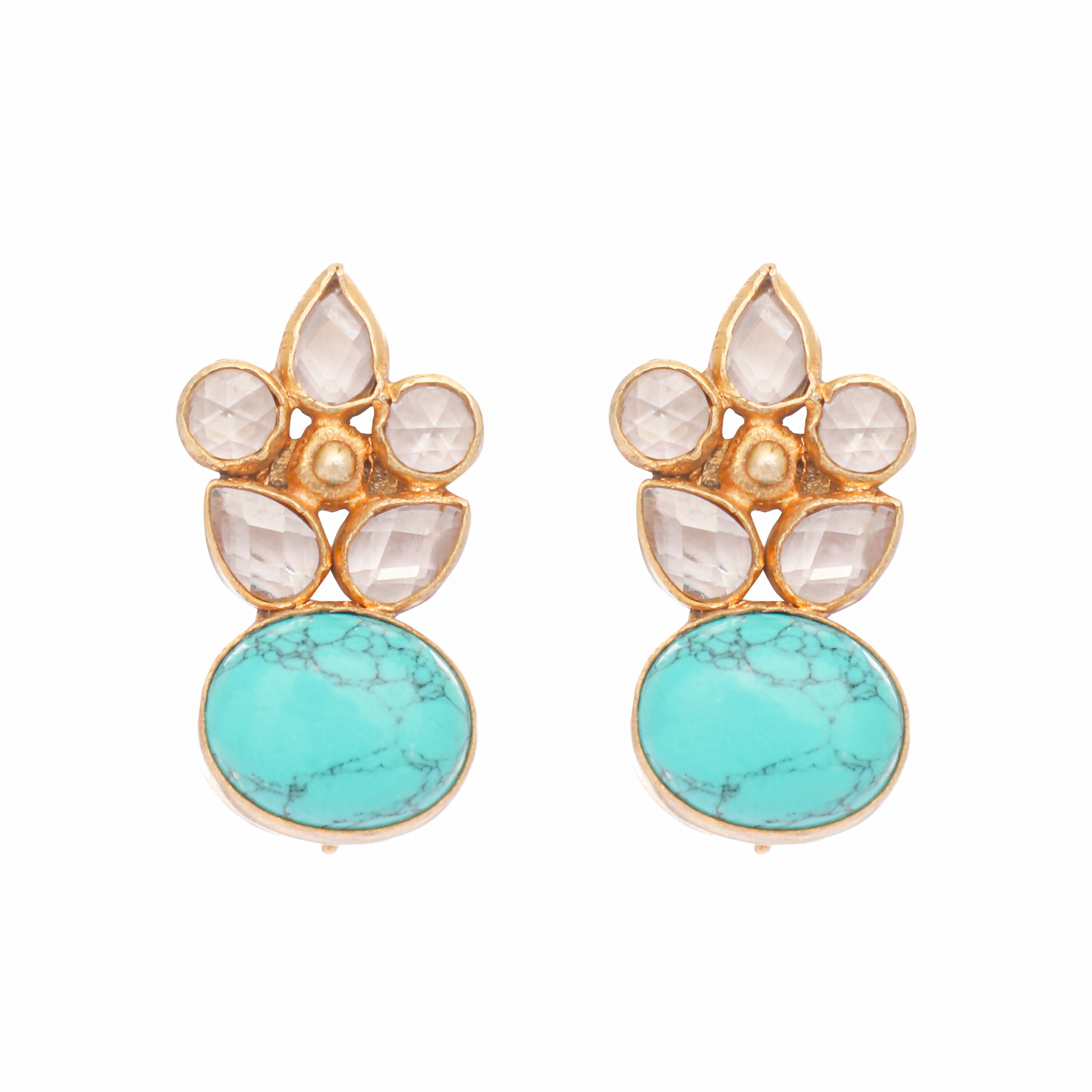 Nuyug 22K Gold Plated Turquoise Bloom Studs - Distacart