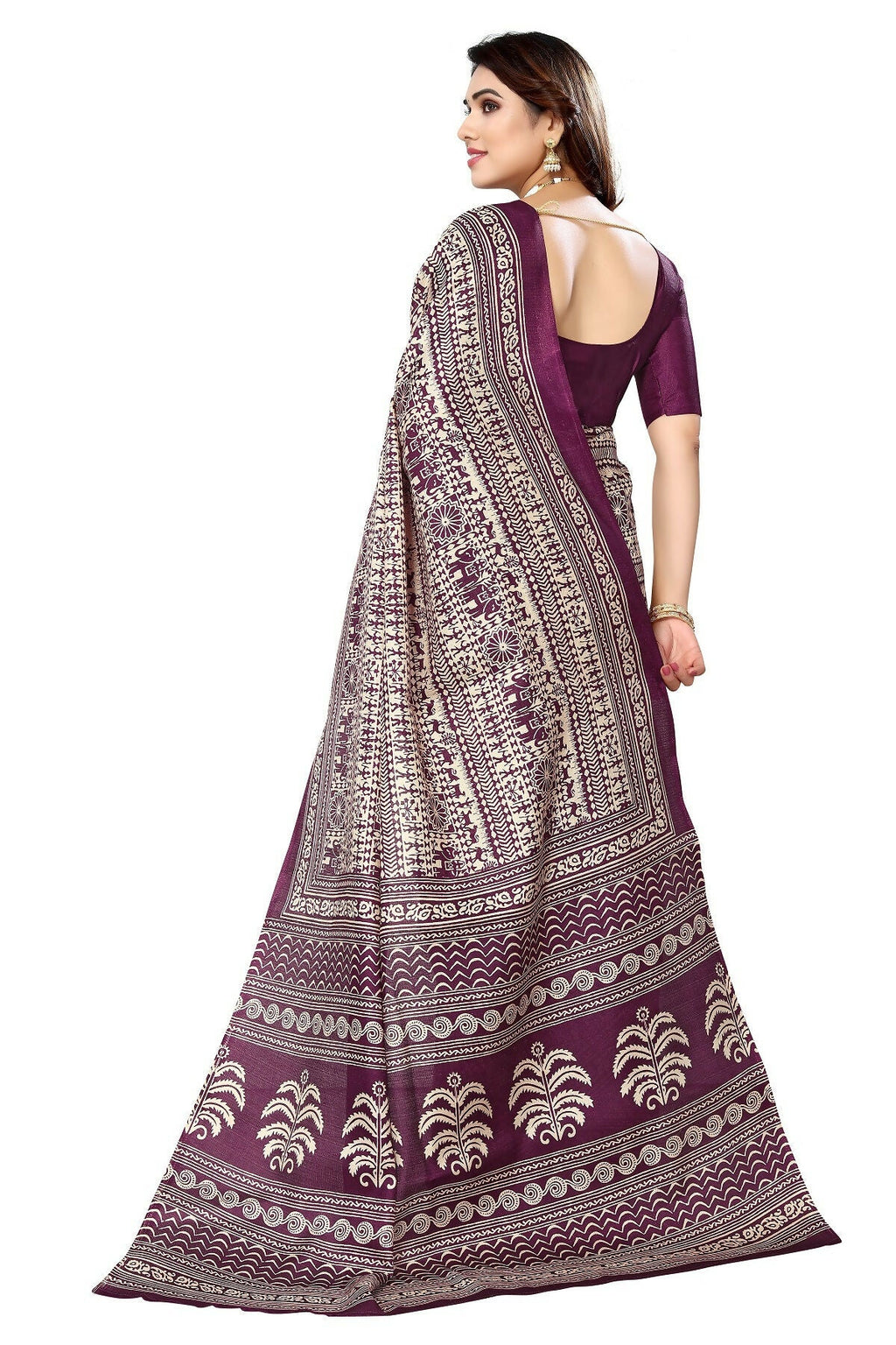 Vamika purple Printed Art Silk Saree