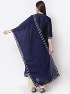 Myshka Blue Color Silk Blend Printed Kurta With Dupatta Set