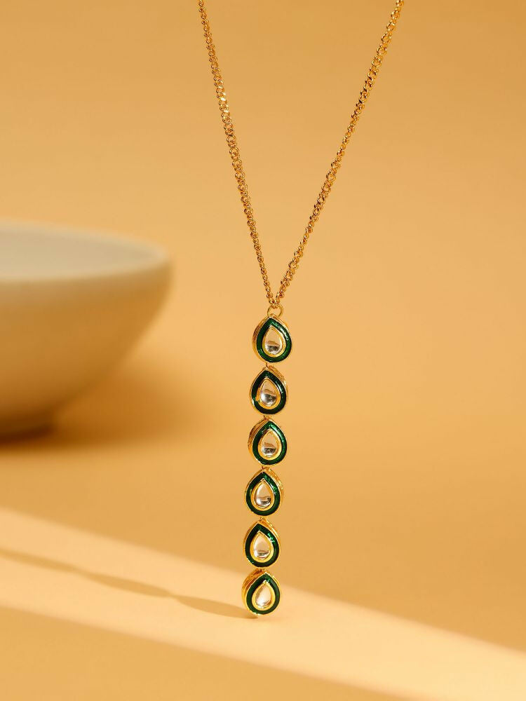 Green Meenakari Kundan Necklace - Ruby Raang