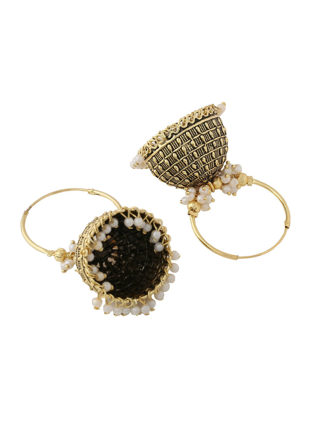 NVR Women Gold Toned Contemporary Jhumkas Earrings - Distacart