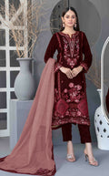 Anaita Maroon Velvet Suit with Embroidery Sequence Work - Distacart