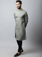 Even Apparels Grey Color Pure Cotton Sherwani Men's Kurta With Asymetrical Cut (SLD1181) - Distacart