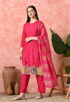 Joban Fashion Rani Premium Pure Viscose Print Dola With Handwork Kurta Set