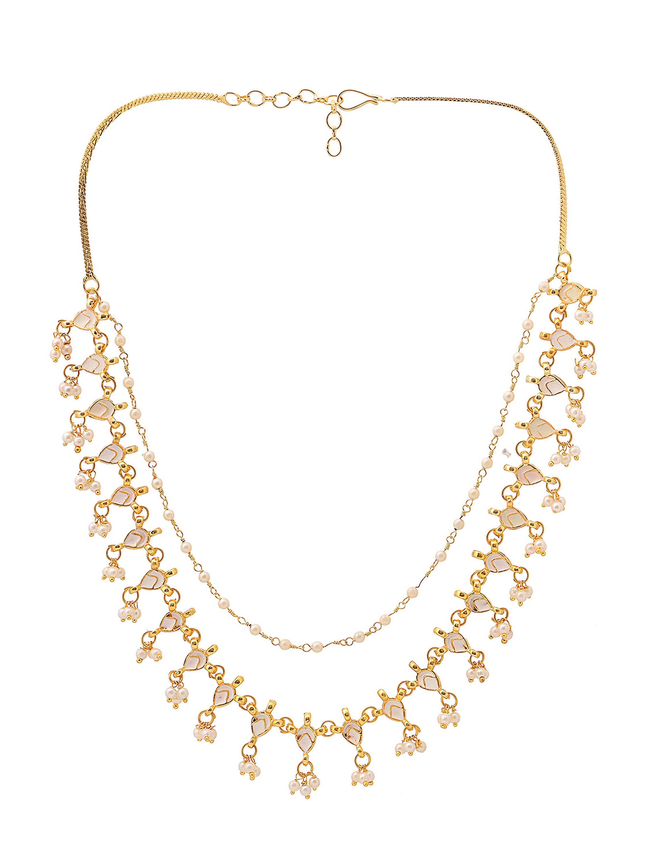 Ruby Raang Gold Kundan and Pearl Necklace