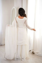 Teeya Creation White Color Soft Crunchy Silk Party Wear Designer Sharara set - Distacart