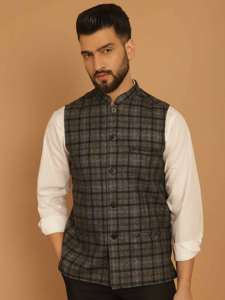 Even Apparels Pure Wool Nehru Jacket - Grey