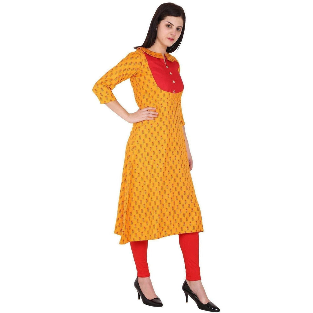 Kanoor Women's Multi Rayon A-Line Kurti