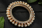 Mominos Fashion Kamal Johar AD Golden Off White Bangles Set