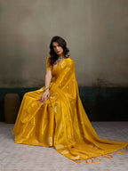 Shree Shyam Fashion Mustard Yellow Tissue Silk Saree - Distacart