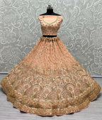 Jyoti Fashion Women's Peach Bridal Net Fancy Sequins with Multi Thread Embroidered & Handwork Wedding Lehenga Choli