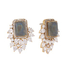 Nuyug 22K Gold Plated Labradorite Stone Contemporary Stud Earrings - Distacart