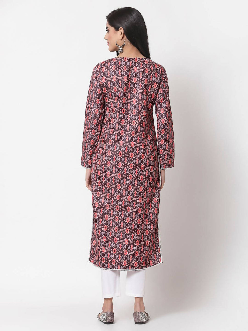 Myshka Multi Printed Polyester Full Sleeve Round Neck Casual Kurta