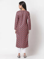 Myshka Multi Printed Polyester Full Sleeve Round Neck Casual Kurta
