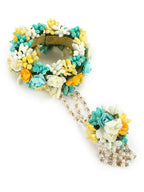 Flower Jewellery Gold-Plated Turquoise Blue Floral Jewellery Set - Ruby Raang - Distacart