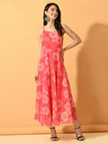 Myshka Women's Pink Fit and Flare Party Dress - Distacart