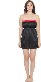 Ruhani HLSC Poly Satin Black Tube Short Nighty Fits Bust (Ruhani-NT-01-FS)