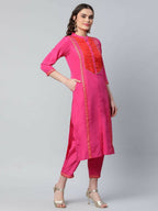Ahalyaa Womens Pink Crepe Printed Kurta Pant Set - Distacart