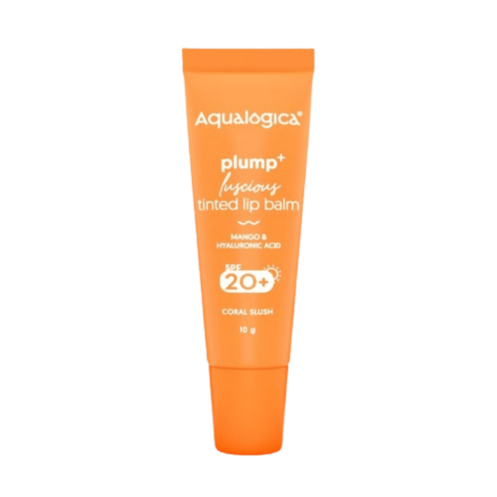 Aqualogica Coral Slush Plump+ Luscious Tinted Lip Balm with Mango and Hyaluronic Acid, SPF 20+