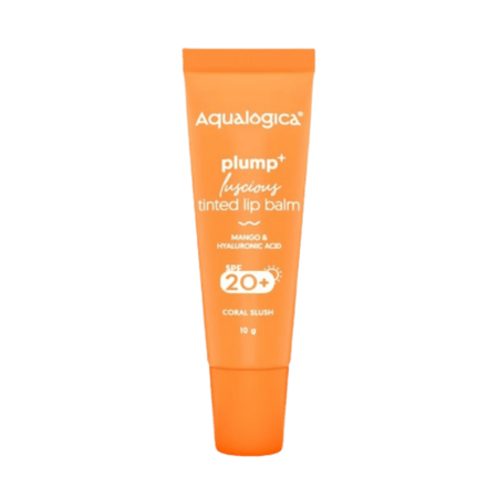 Aqualogica Coral Slush Plump+ Luscious Tinted Lip Balm with Mango and Hyaluronic Acid, SPF 20+