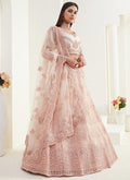 Vegaa Fashion Peach Net Embroidered Wedding Lehenga