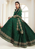 Vegaa Fashion Green Net Embroidered Wedding Lehenga