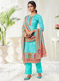 Vegaa Fashion Sky Blue Cotton Digital Printed Swarwoski Work Salwar Suit - Distacart