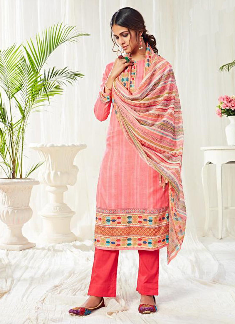 Vegaa Fashion Peach Cotton Digital Printed Swarwoski Work Salwar Suit - Distacart