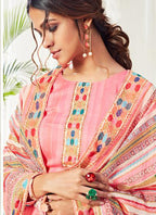 Vegaa Fashion Peach Cotton Digital Printed Swarwoski Work Salwar Suit - Distacart