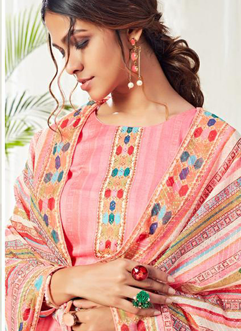 Vegaa Fashion Peach Cotton Digital Printed Swarwoski Work Salwar Suit - Distacart