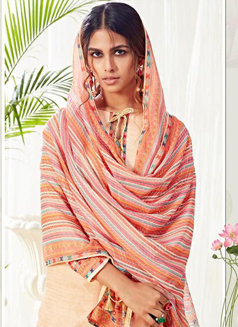 Vegaa Fashion Cream Cotton Digital Printed Swarwoski Work Salwar Suit - Distacart