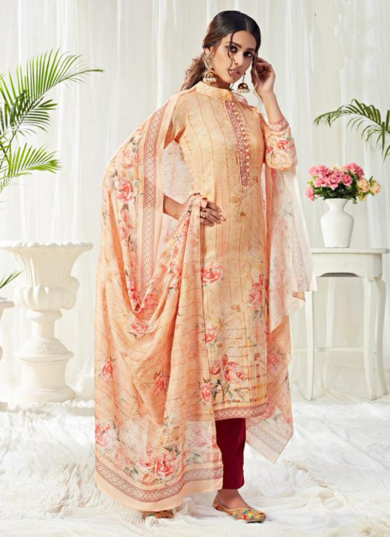 Vegaa Fashion Cream Cotton Digital Printed Swarwoski Work Salwar Suit - Distacart