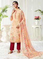 Vegaa Fashion Cream Cotton Digital Printed Swarwoski Work Salwar Suit - Distacart