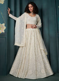 Vegaa Fashion Off White Georgette Embroidered Wedding Lehenga
